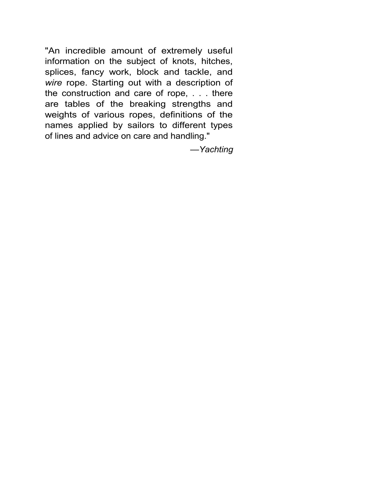 Handbook of Knots and Splices and Other Work with Hempen and Wire Ropes — страница 1