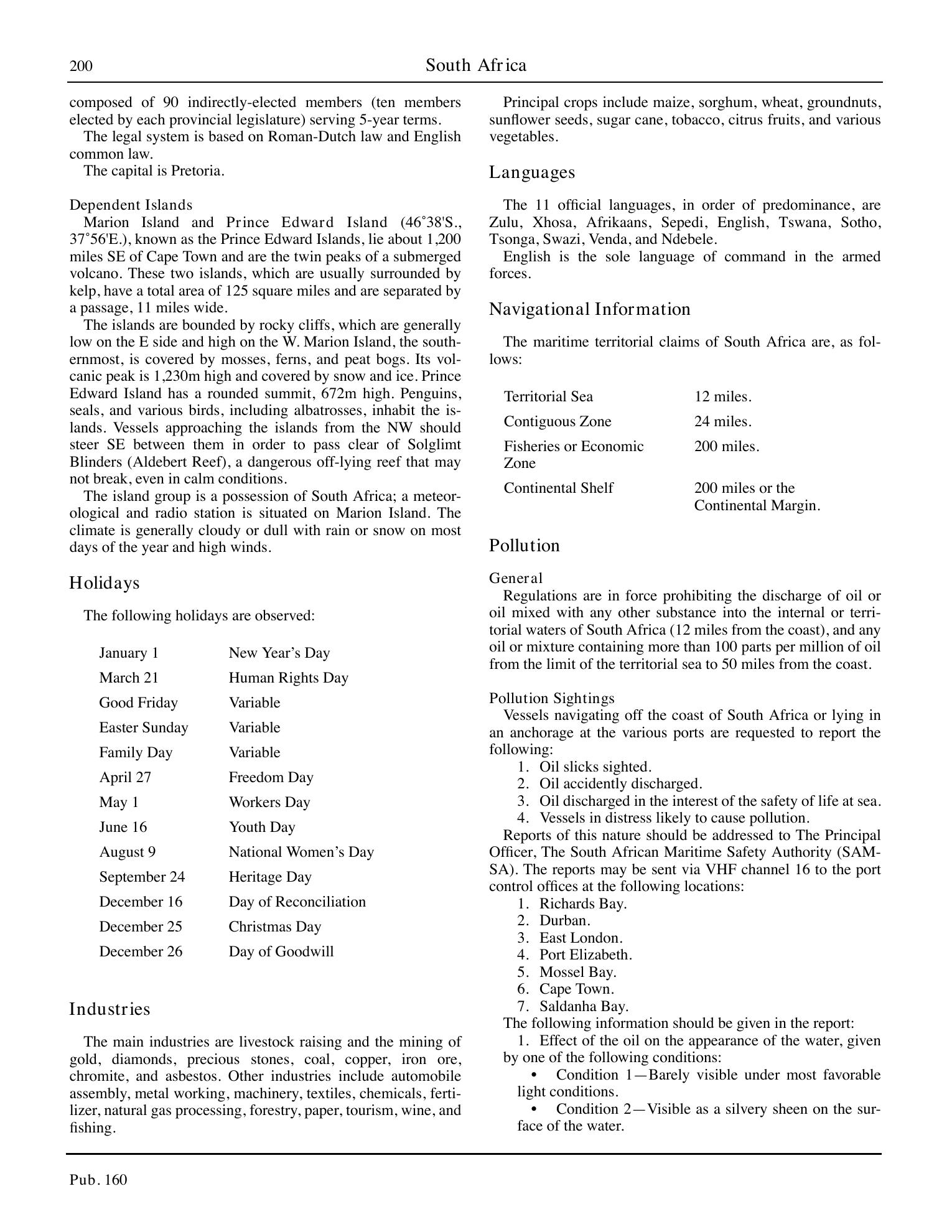Sailing Directions (Planning Guide) South Atlantic Ocean and Indian Ocean — страница 211
