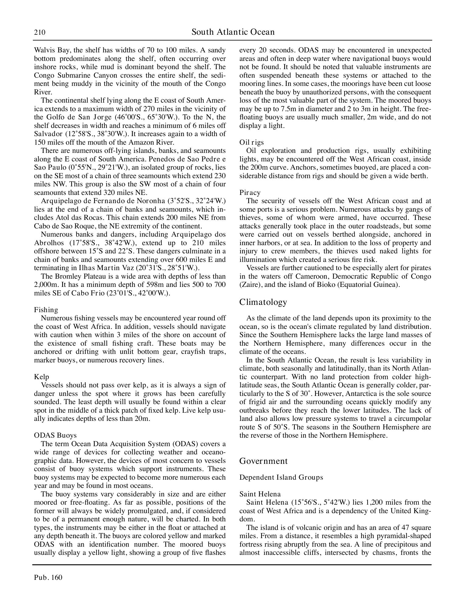 Sailing Directions (Planning Guide) South Atlantic Ocean and Indian Ocean — страница 221